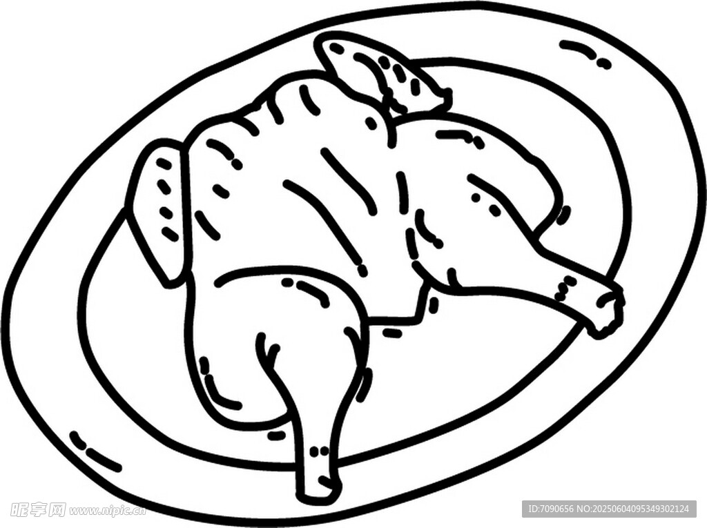 盘中烤鸡简笔画