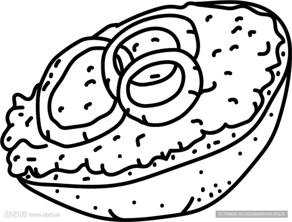 手绘洋葱面包插画