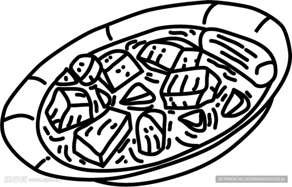 盘中豆腐美食插画