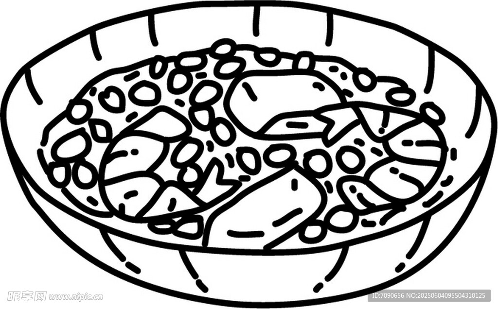 手绘风格的一碗丰富食物