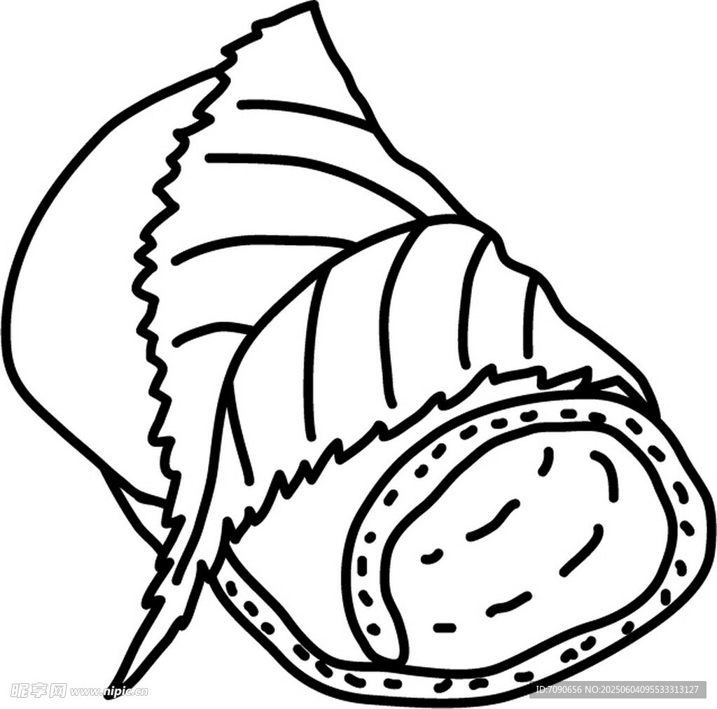 手绘叶形卷状食物简笔画