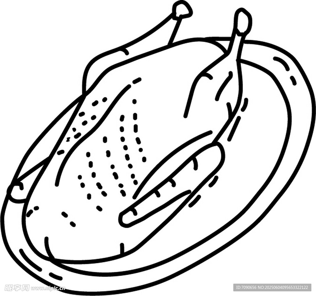 盘中烤鸡简笔画