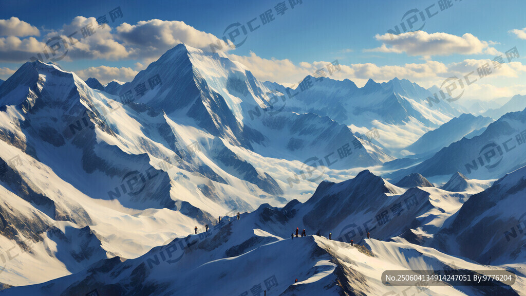 高清摄影 连绵的雪山 小坡度
