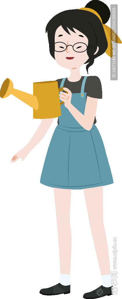 女孩手持黄色喇叭