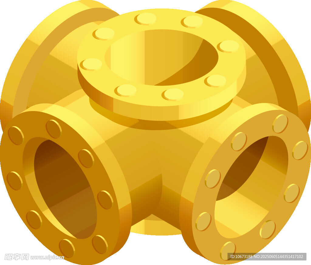 金色三通管件模型