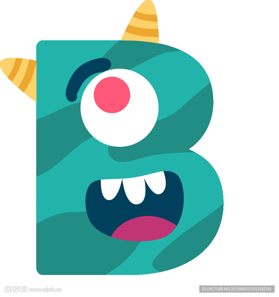 可爱独眼怪兽字母B