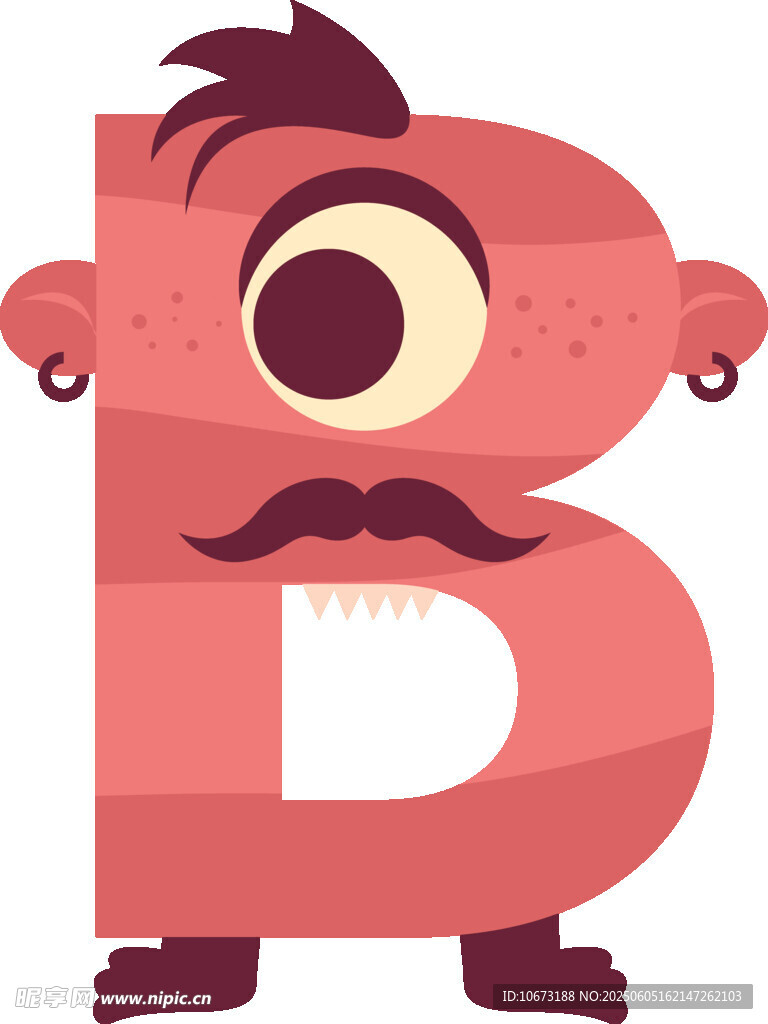 卡通独眼字母B形象
