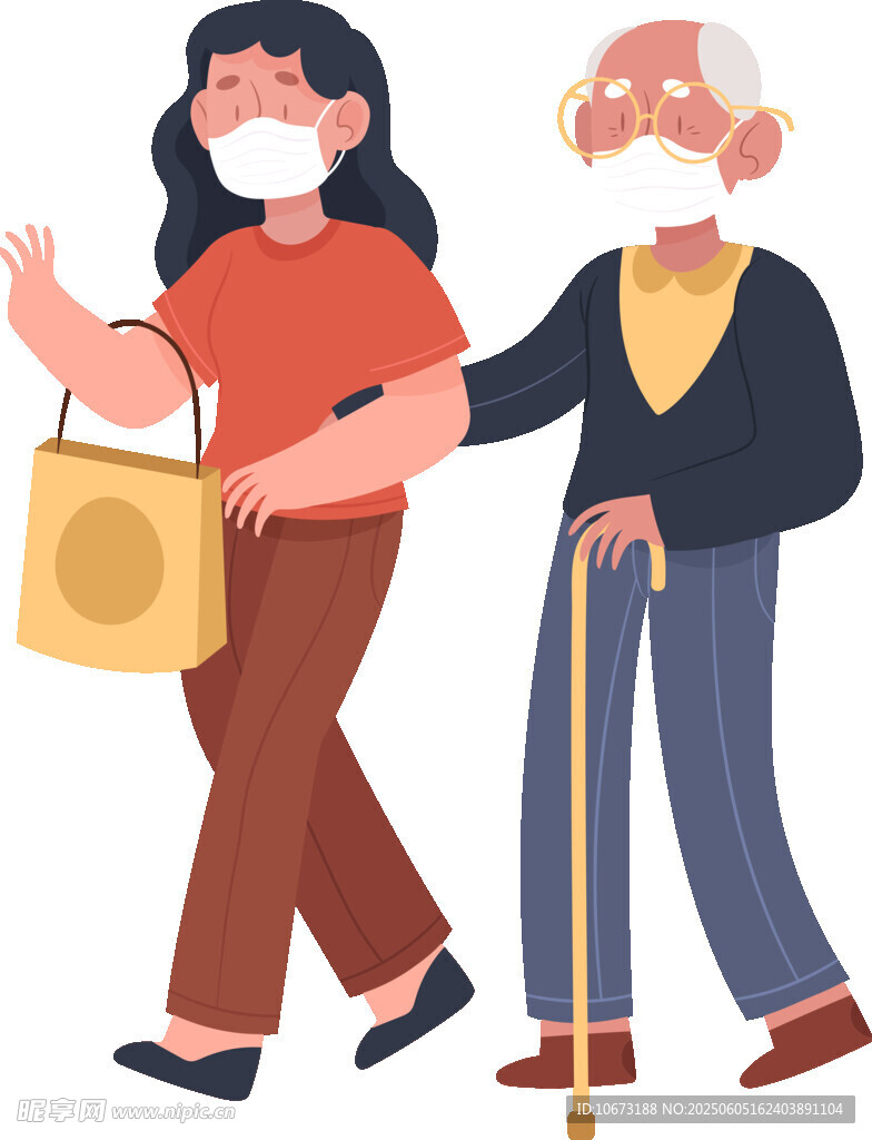 女子搀扶老人温馨场景