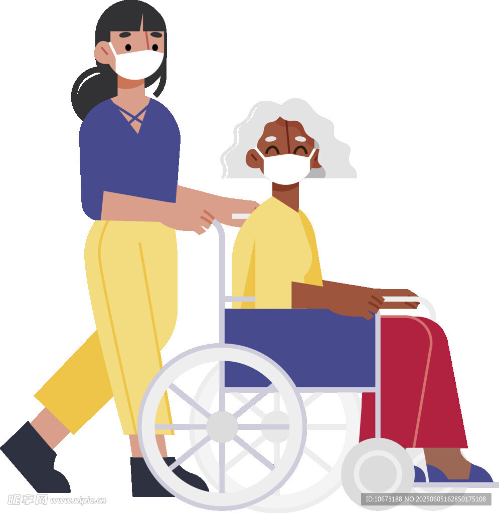 护士推坐轮椅老人