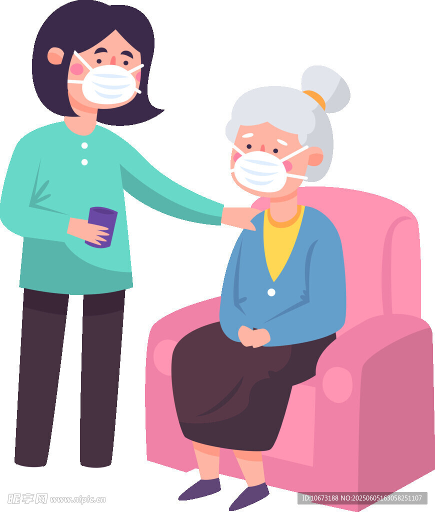 年轻女子贴心照顾老年女性