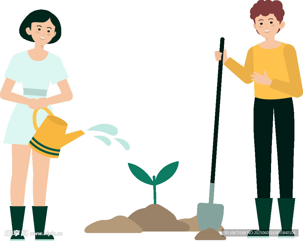 情侣携手共植希望之苗