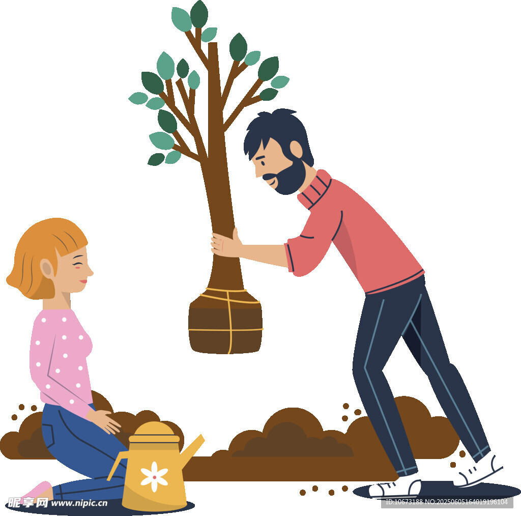 情侣植树场景