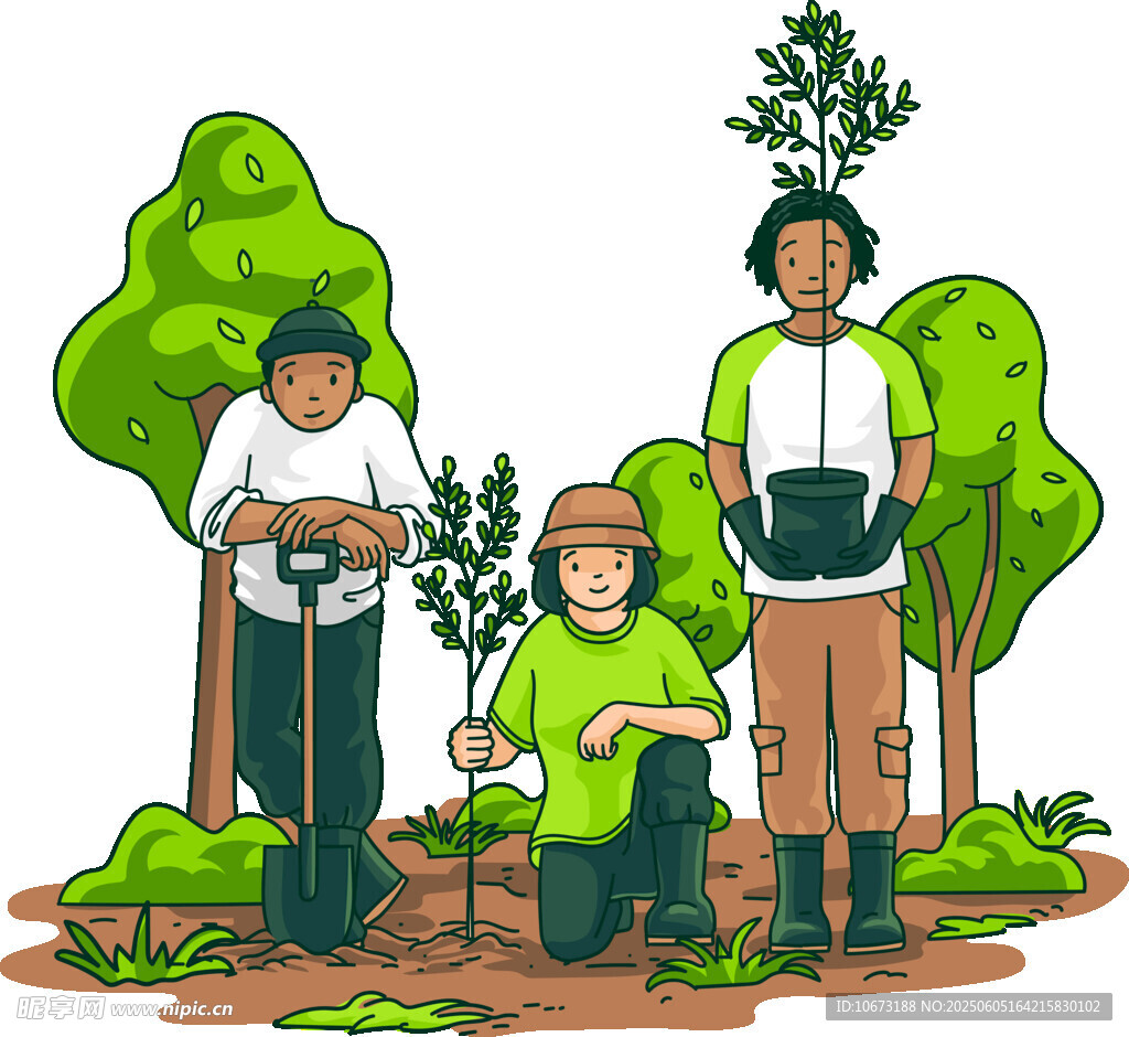 家庭植树场景