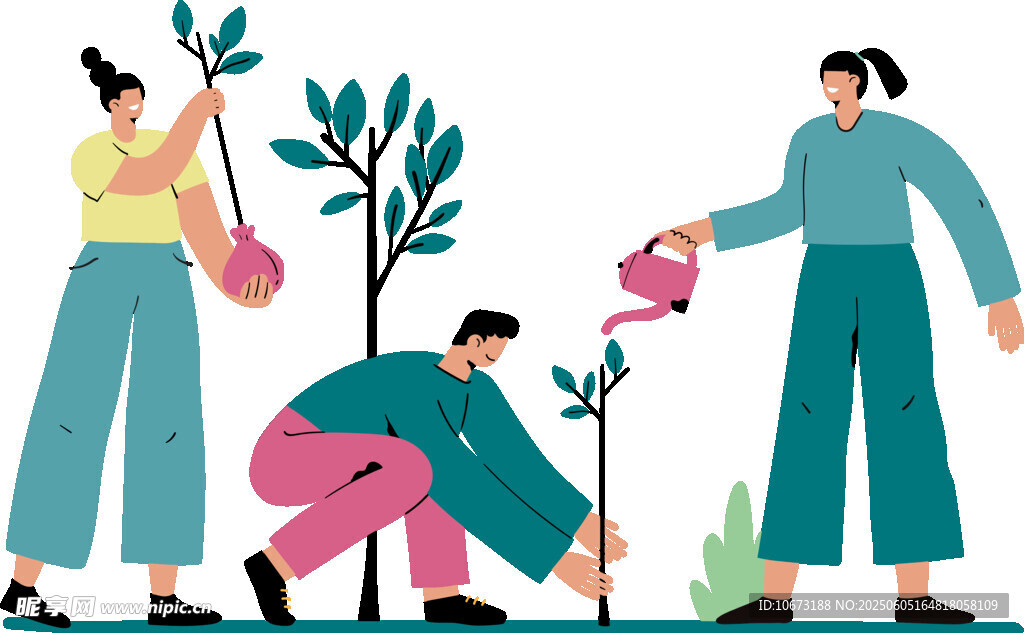 人们参与植树绿化活动