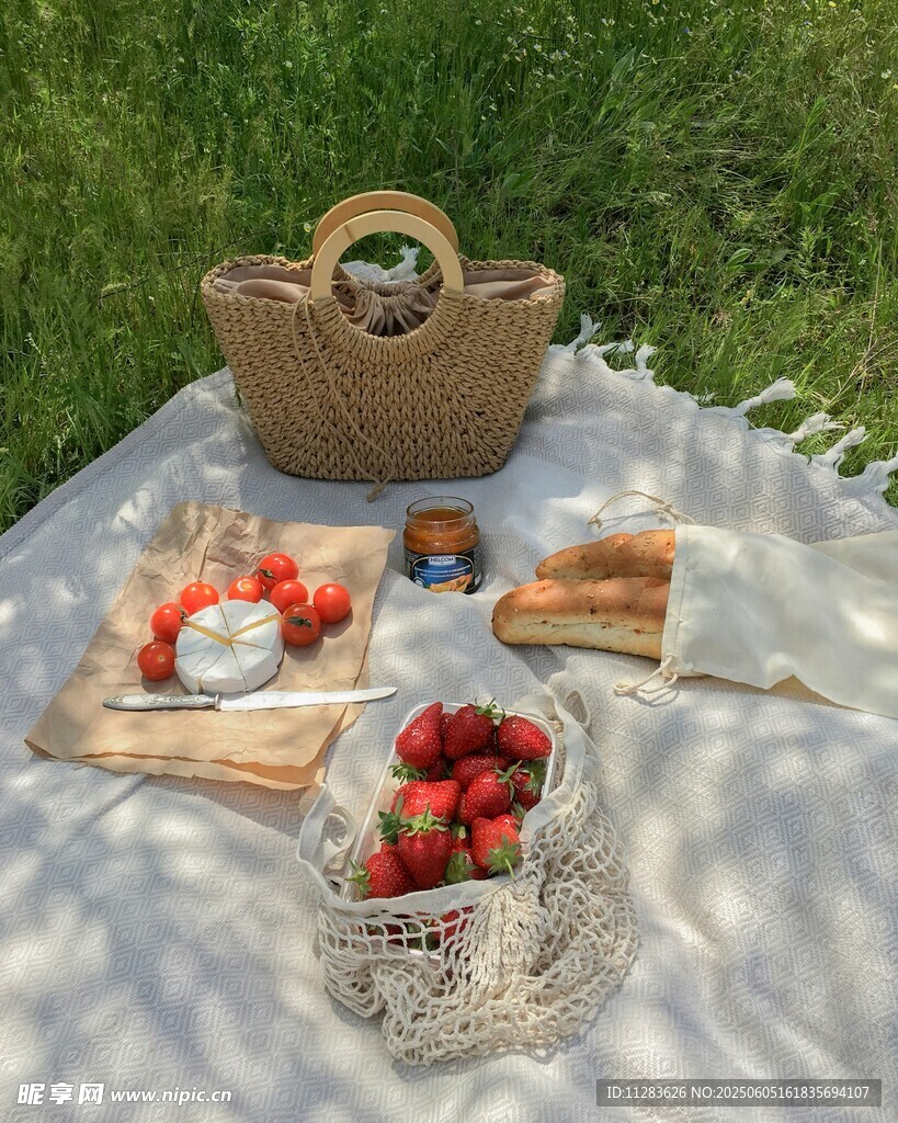 户外野餐美食与惬意时光