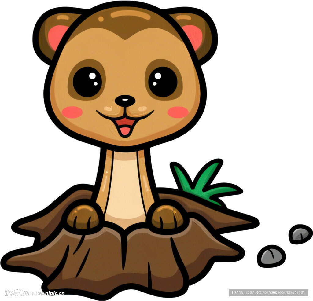 探出洞的可爱小松鼠
