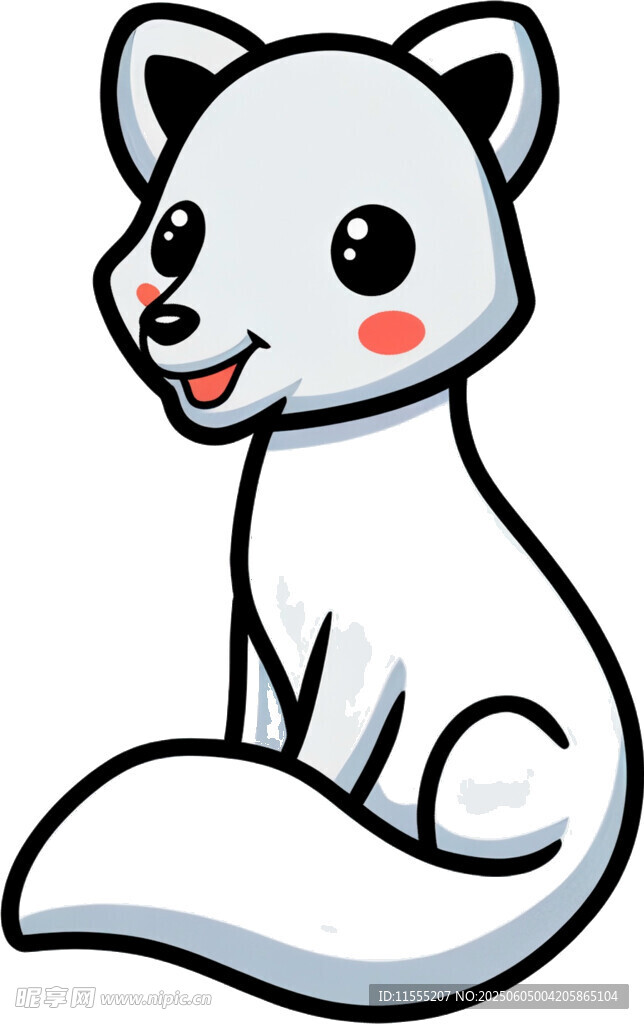 可爱坐姿小白狐