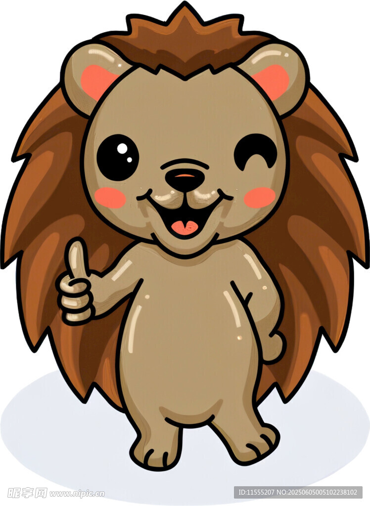 可爱小刺猬竖大拇指