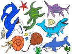 海洋生物卡通图案集合