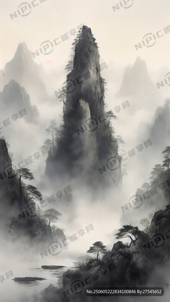 山谷 中国风 中国画 山水