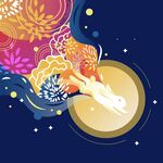 国风玉兔逐月插画