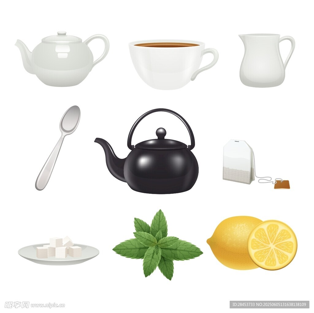茶具与茶饮配料组合图