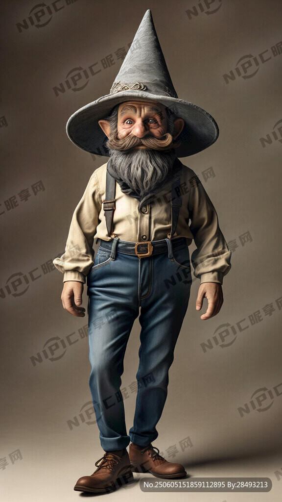 穿牛仔裤的大胡子 侏儒 小精灵