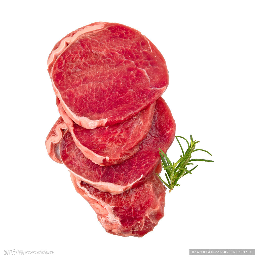 新鲜牛肉切片配迷迭香