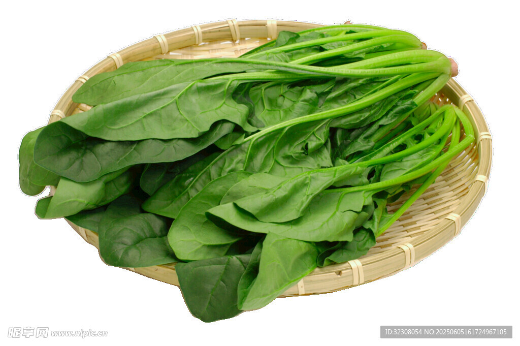 竹篮中的鲜嫩菠菜