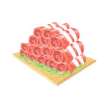 新鲜牛肉卷堆叠展示