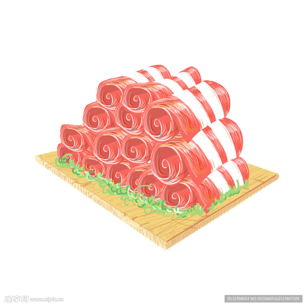 新鲜牛肉卷堆叠展示