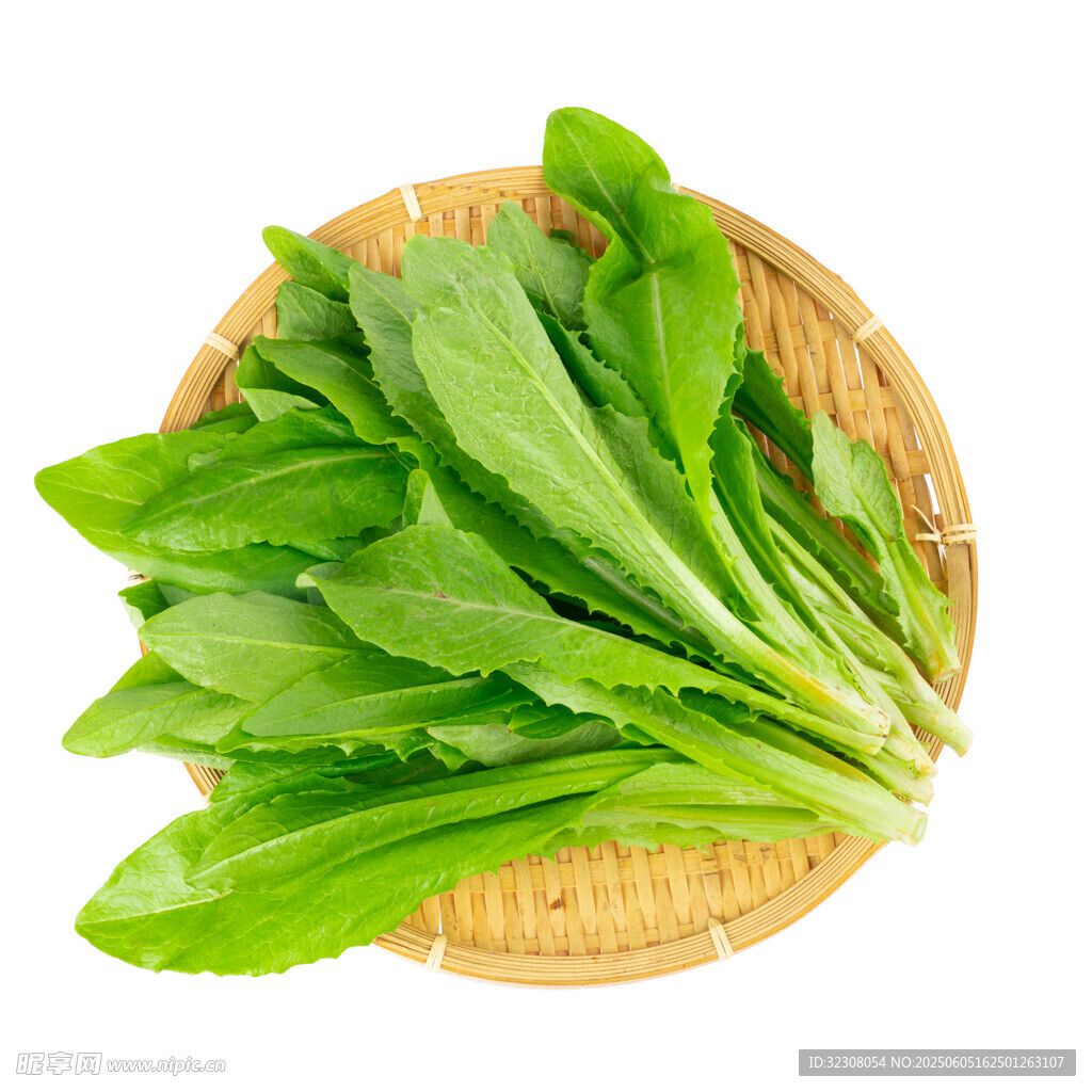 竹篮中的鲜嫩油麦菜