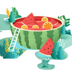 西瓜泳池中的夏日清凉