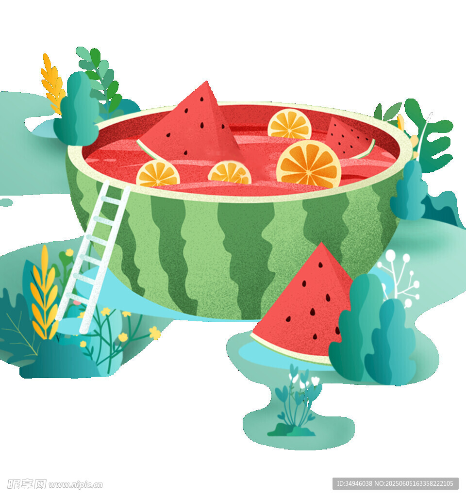 西瓜泳池中的夏日清凉