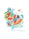 西瓜船中的夏日清凉之旅