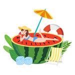 西瓜泳池中的惬意夏日