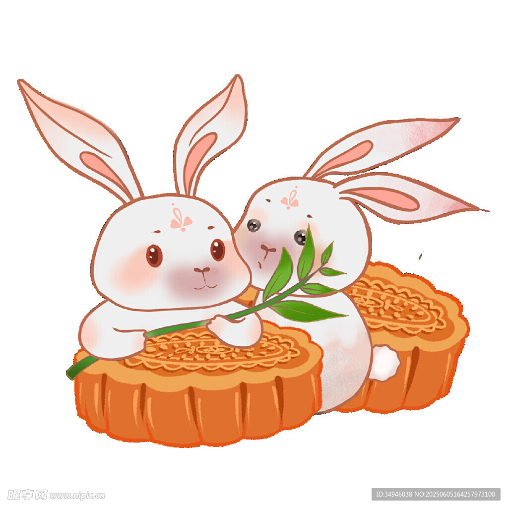 双兔伴月享中秋