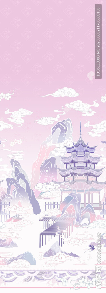 古风雪景中的亭台人物