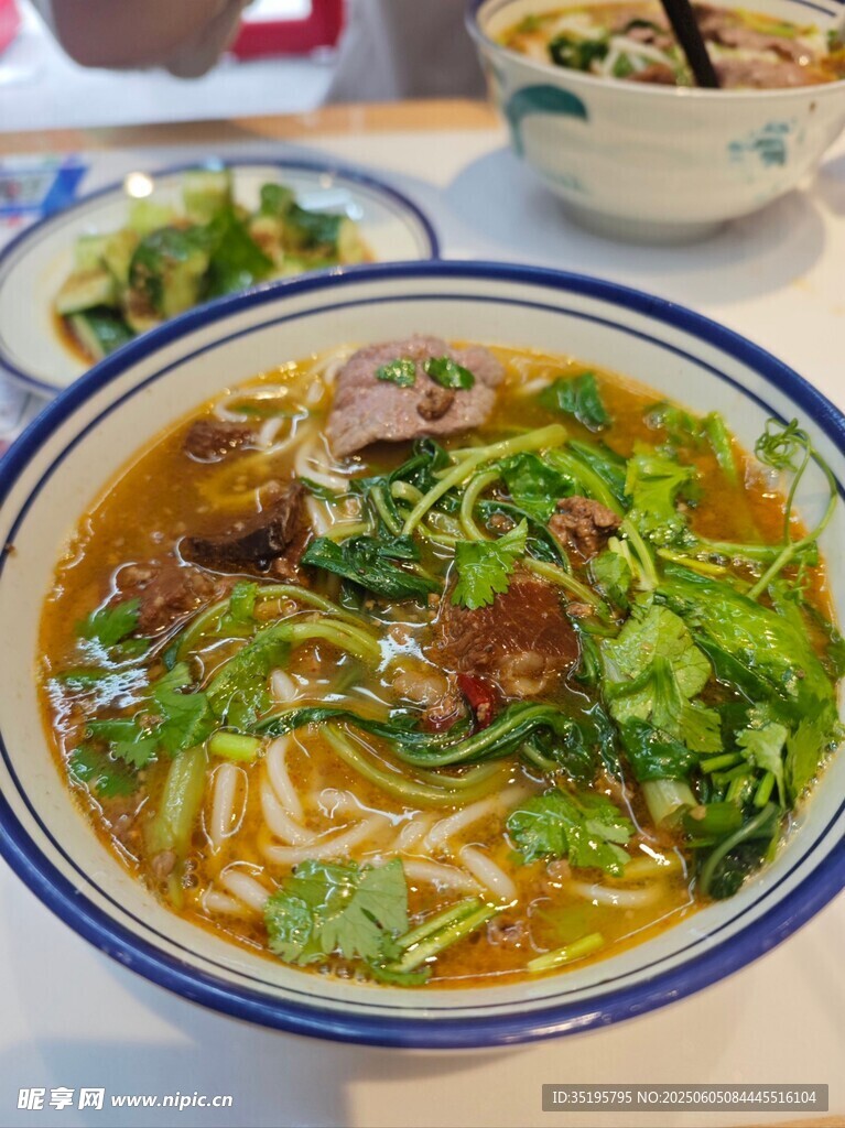 美味牛肉蔬菜面条汤
