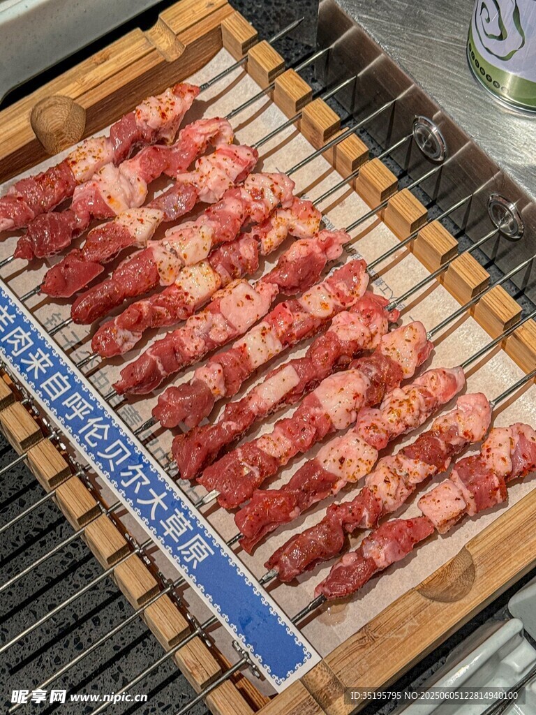 美味羊肉串整齐排列
