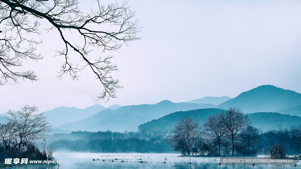 冬日山水静谧景致