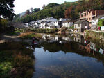 宁静水乡村落倒影美景
