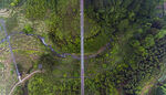 俯瞰葱郁山林间蜿蜒道路