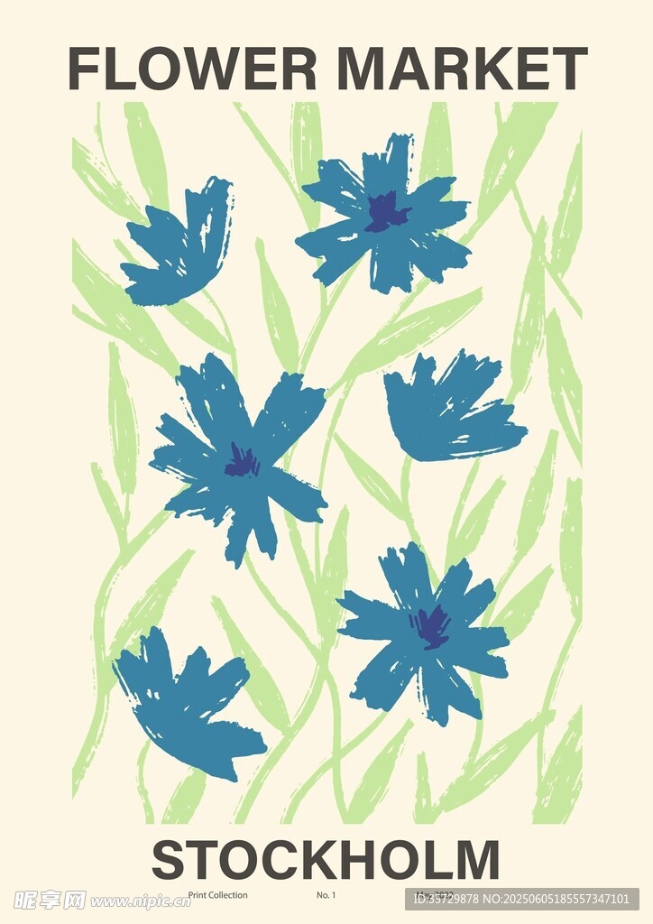 斯德哥尔摩花卉市场插画