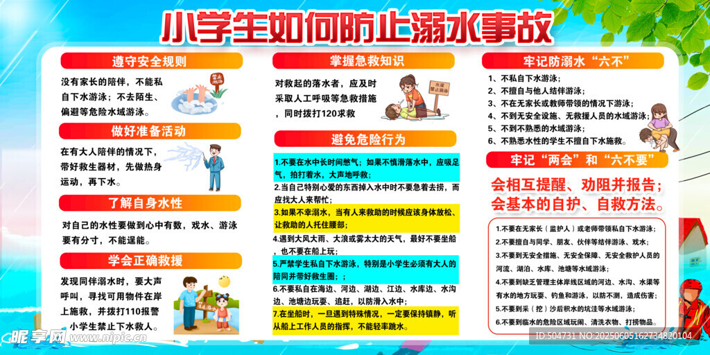 预防溺水安全知识展板