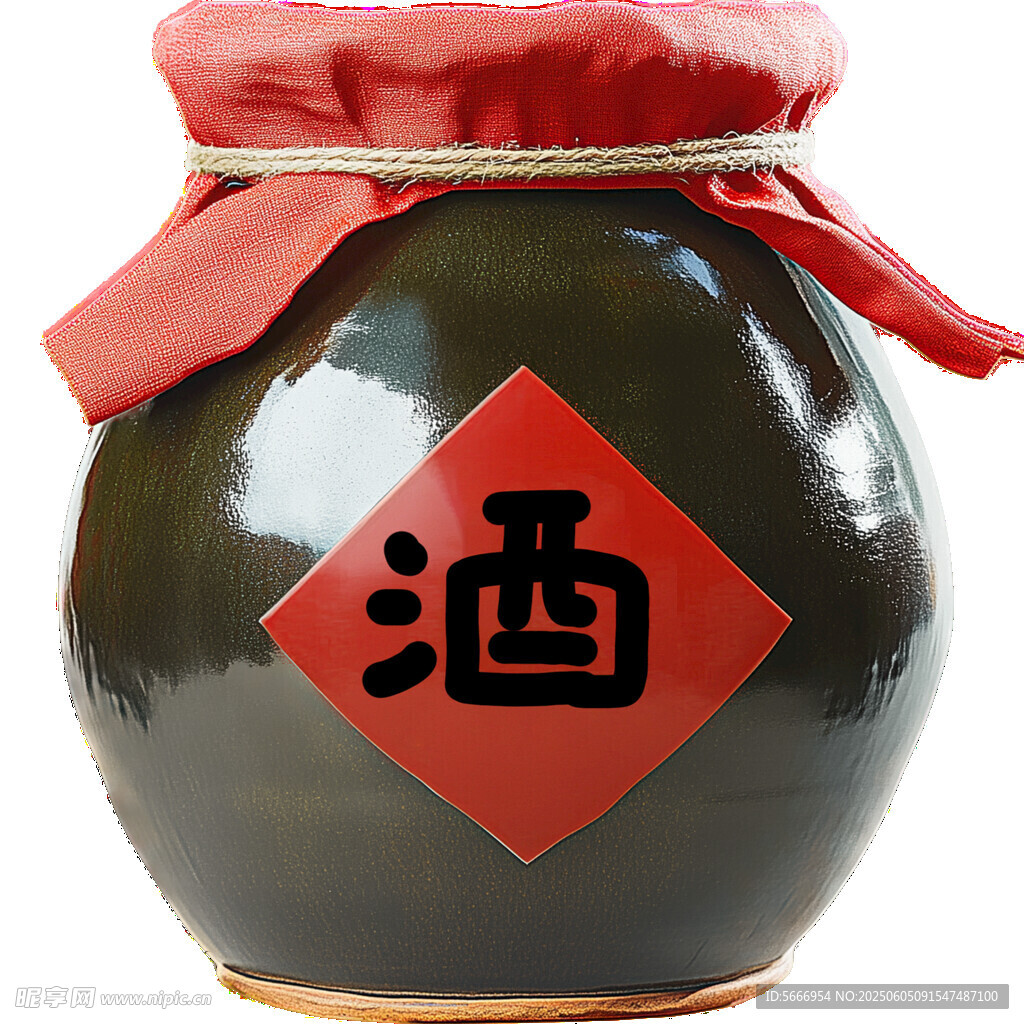 传统酒坛 红标醒目