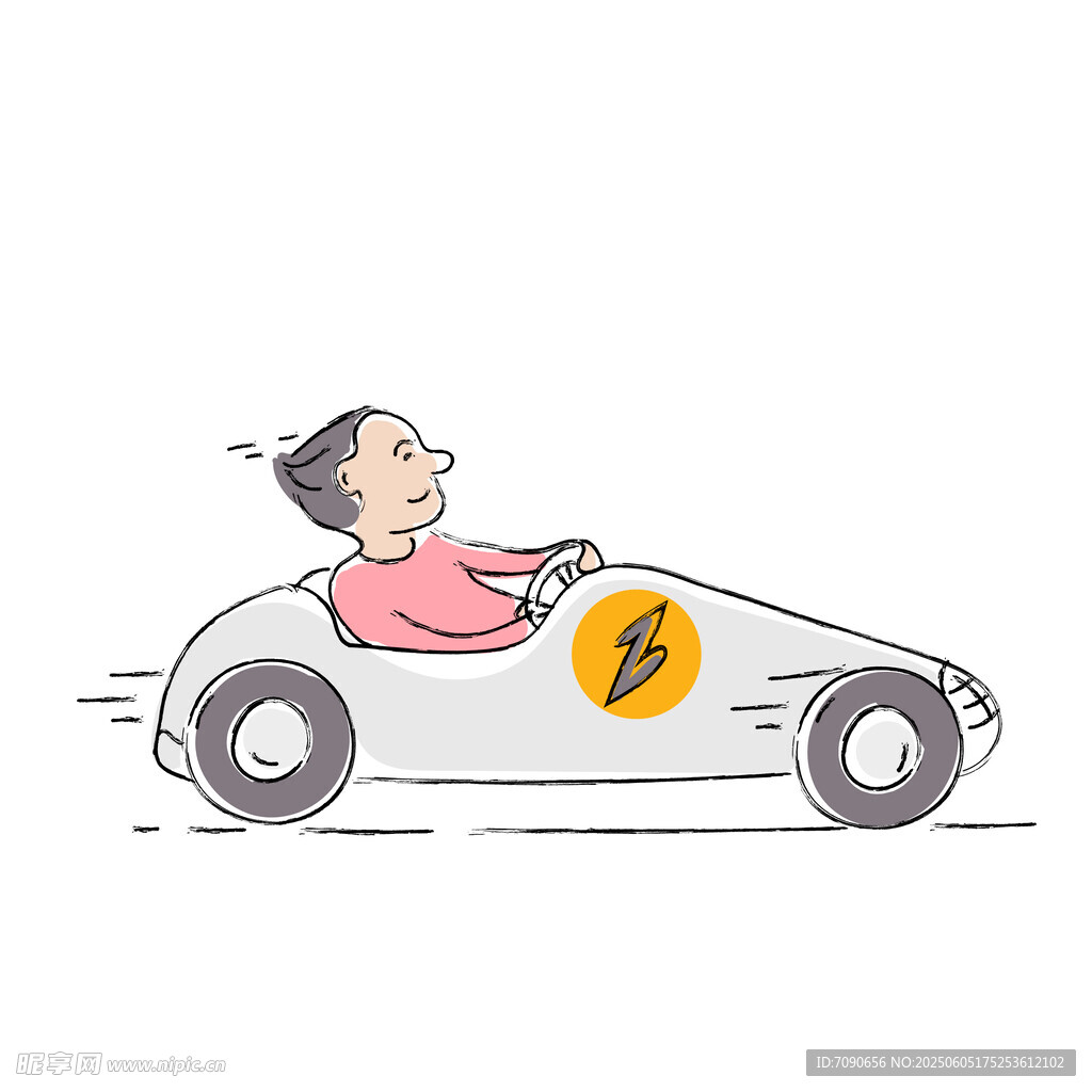 老人驾驶简约风卡通赛车