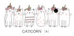 可爱猫咪独角兽形象插画