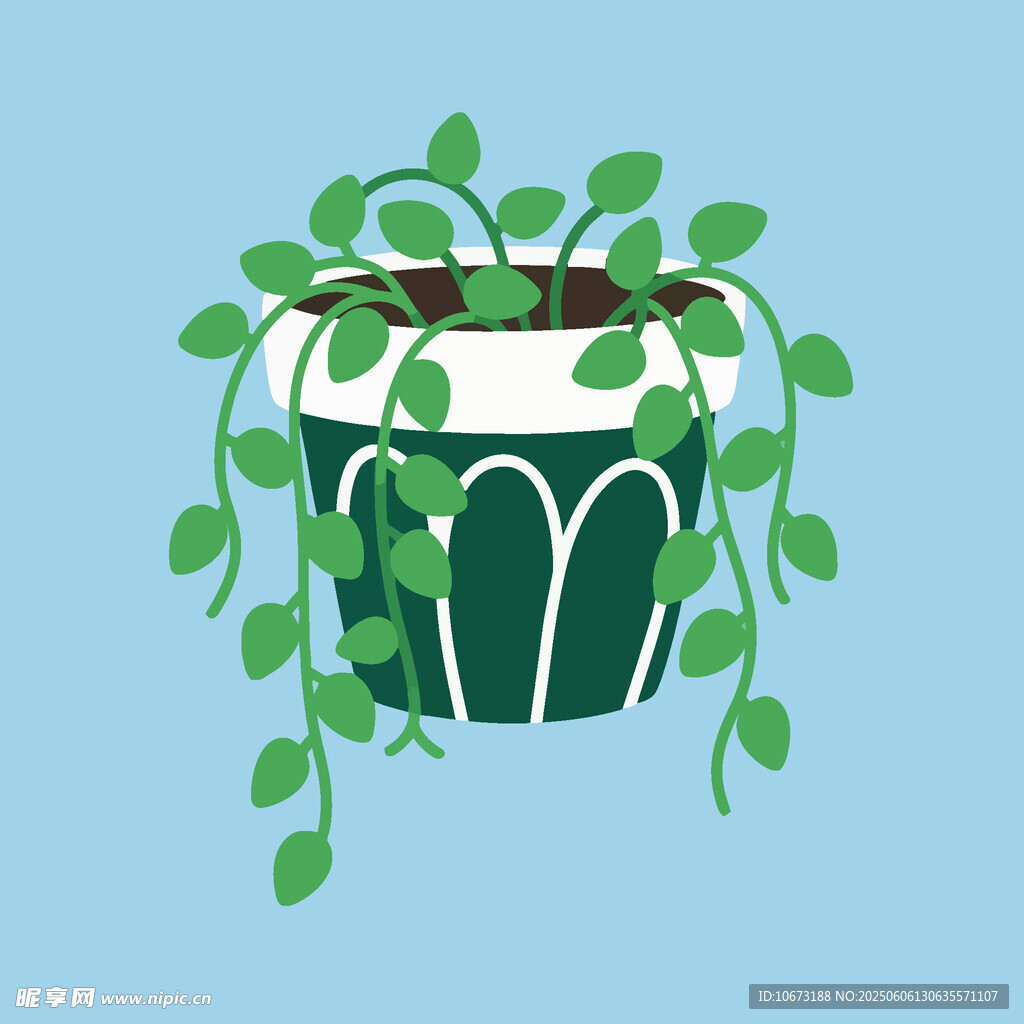 悬挂绿植盆栽插画