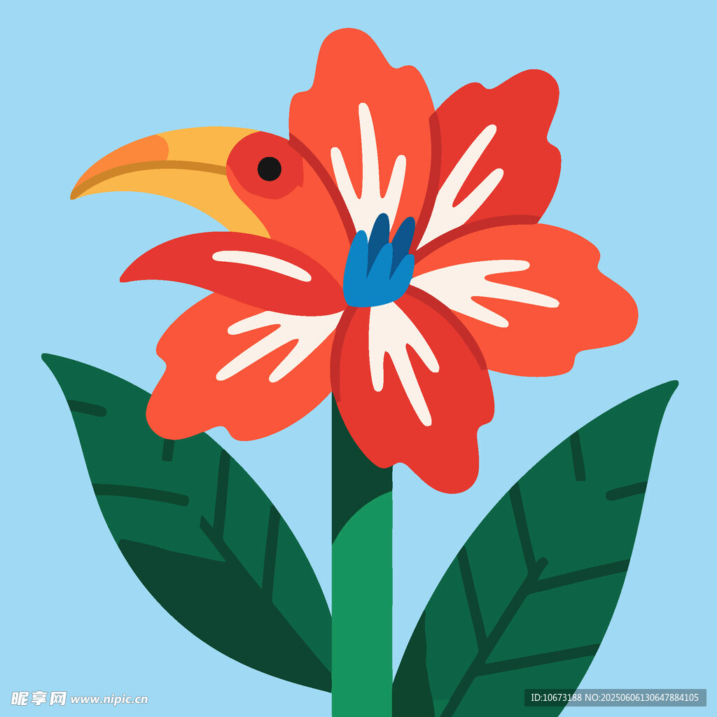 花朵上的奇异鸟儿
